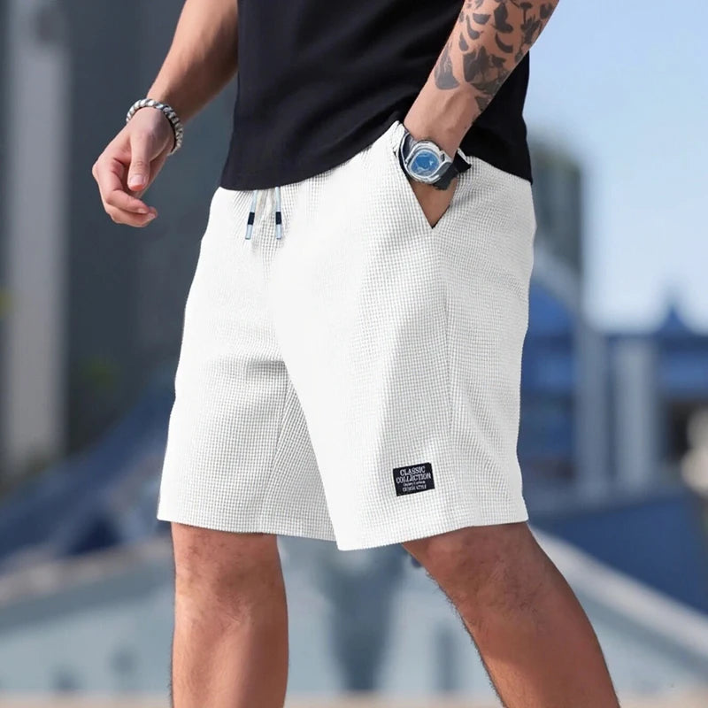 Pantalones cortos para hombre, pantalones casuales para hombre, pantalones cortos de playa para hombre, pantalones cortos deportivos para hombre, nueva tela texturizada de moda, pantalones transpirables, adecuados para