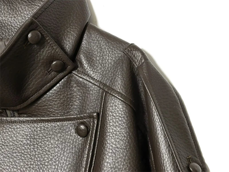Chaqueta de Mujer Otoño 2026, Nueva Chaqueta Negra de Manga Larga de Cuero Sintético con Textura Granulada, Estilo Motociclista, a la Moda y con Personalidad