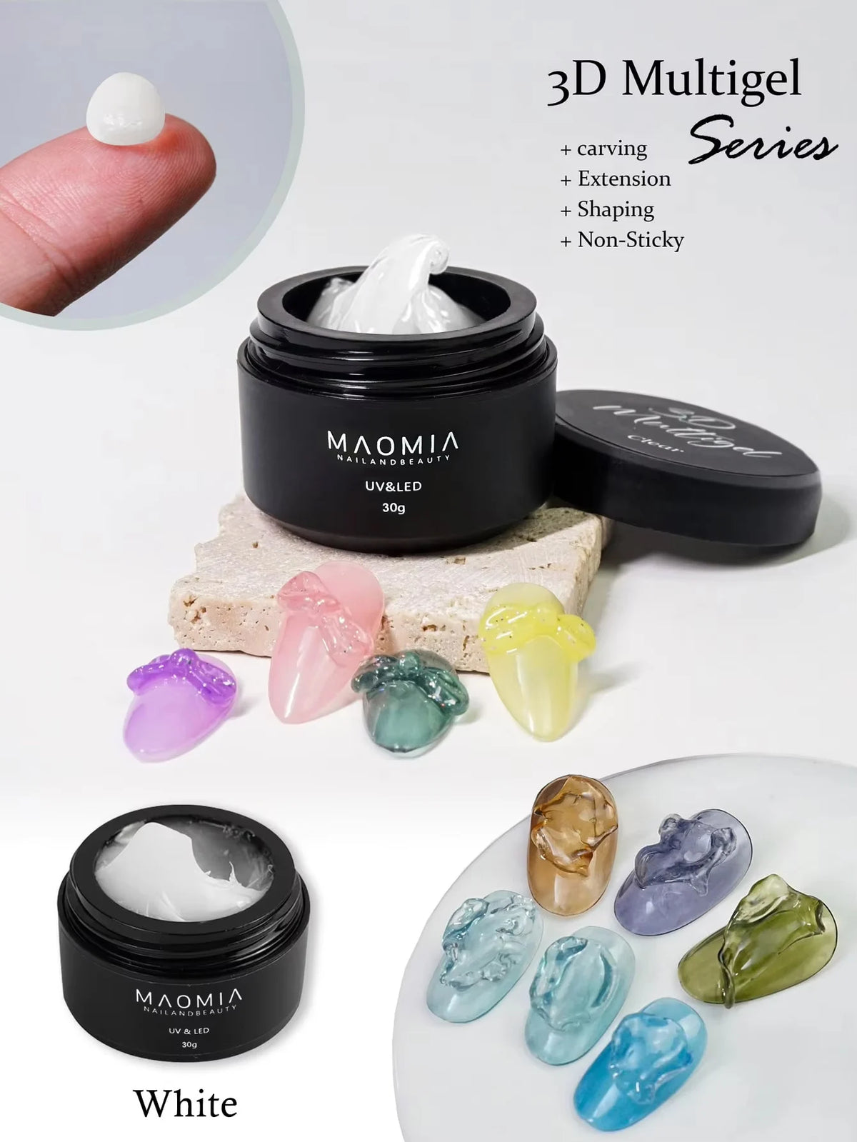 Maomia-esmalte de Gel tallado para uñas, extensión de manos antiadherente, multigel 3D, modelado 5D, moldeador estereoscópico sólido