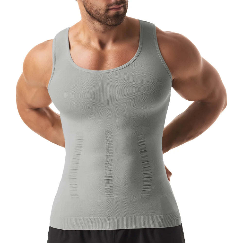 Camisa de compresión para hombre para moldeador de cuerpo, chaleco adelgazante, ropa interior ajustada para abdomen, camiseta sin mangas