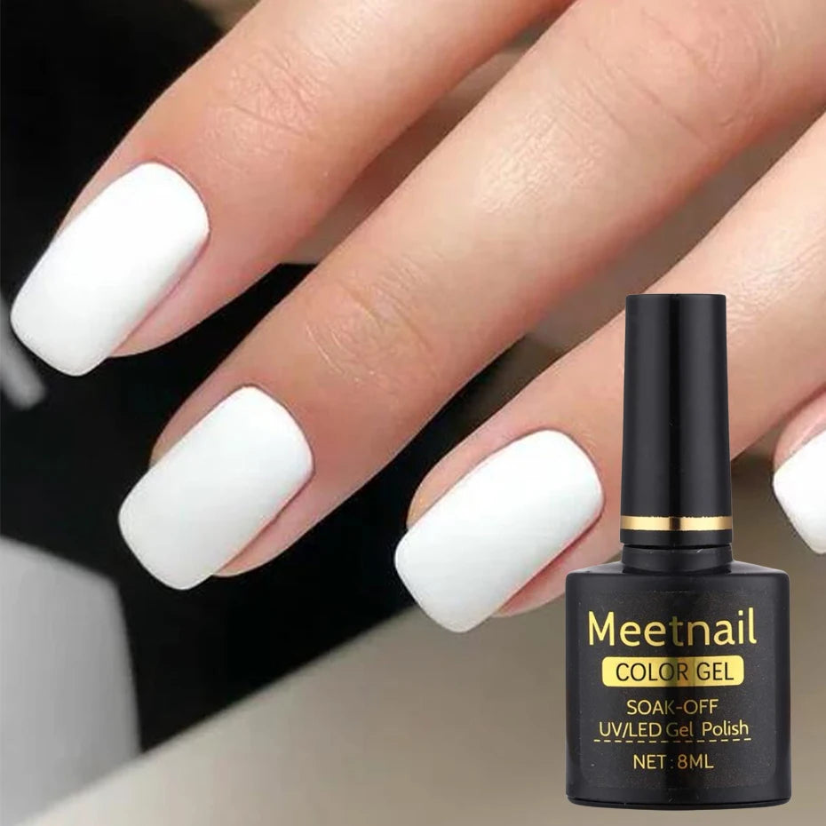 Juego de esmaltes de uñas en Gel, color blanco y negro, 8Ml, semipermanente, barniz LED UV, herramientas de manicura, diseño DIY, laca para manicura, 2 uds.