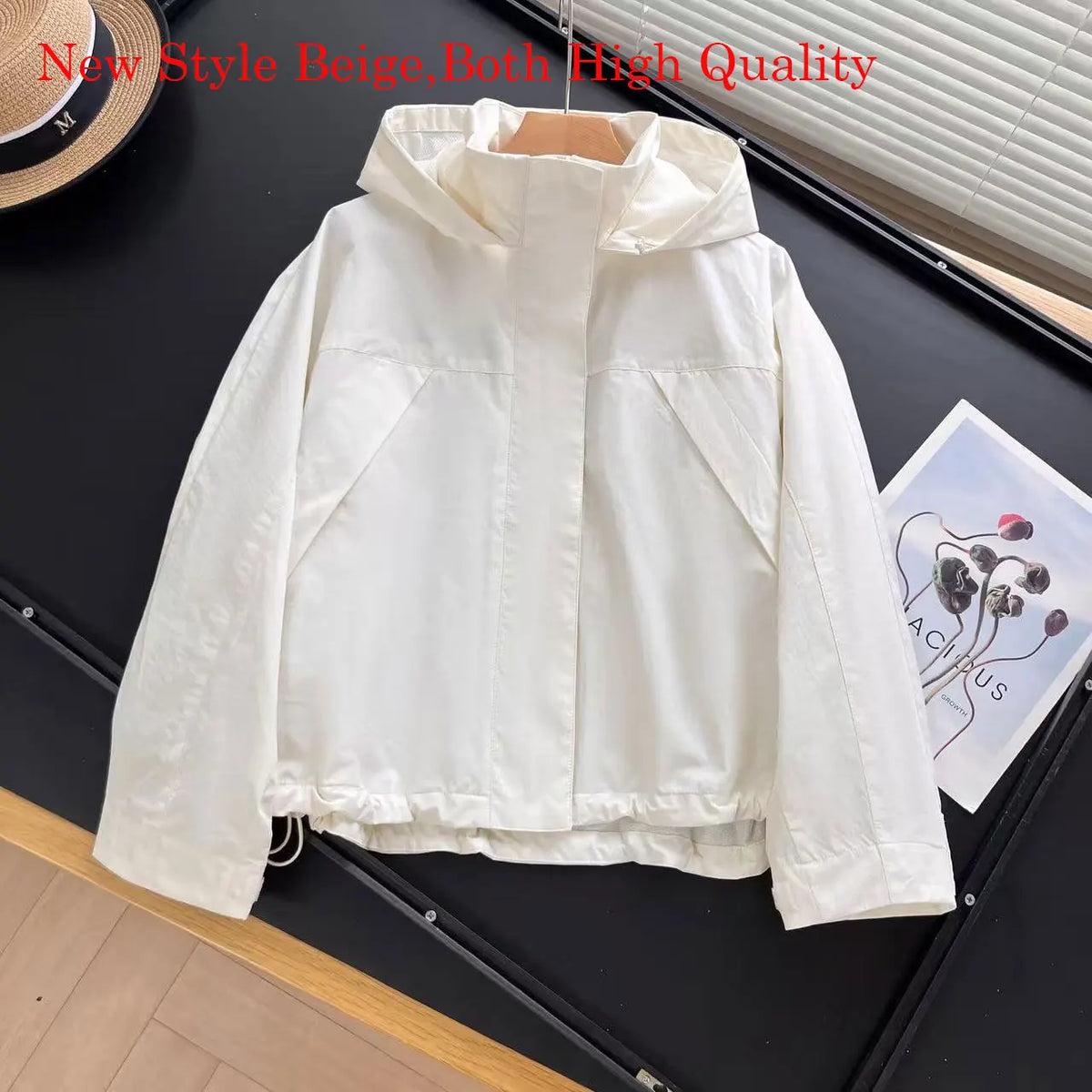 Chaqueta Cortavientos de Primavera y Otoño para Mujer, Chaqueta con Capucha de Alta Calidad, Chaqueta con Cuello Alto, Abrigo Urbano para Mujer