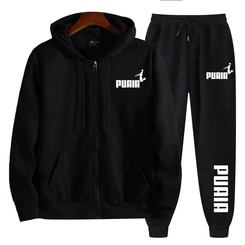 2025 nueva tendencia de ropa deportiva para hombres, sudadera con capucha estampada, pantalones, conjunto de 2 piezas, chaqueta informal con cremallera, conjunto de ropa diaria para Otoño e Invierno