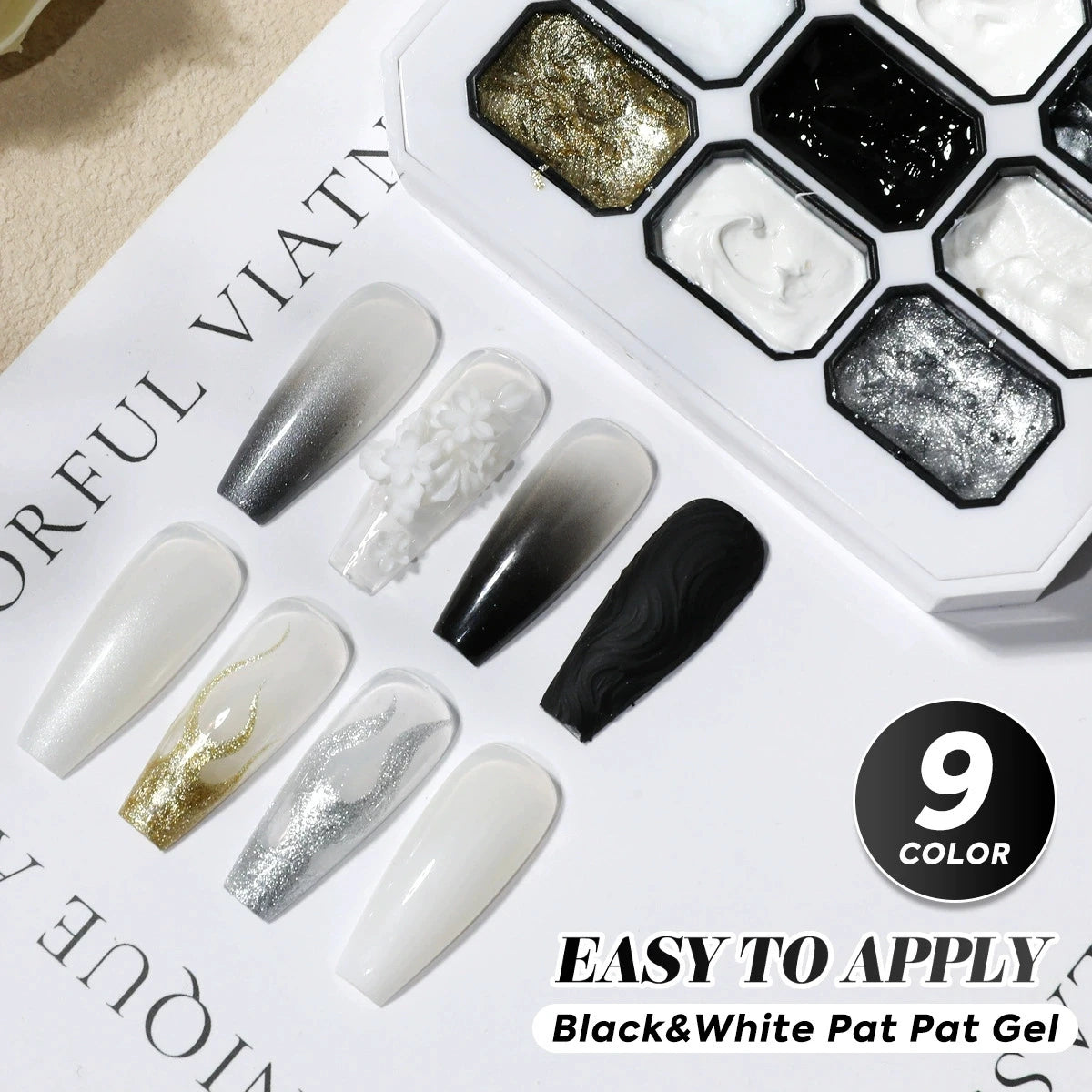 1 unidad de Gel de Uñas Sólido Blanco y Negro, Gel para Patting, Gel de Yeso, Color Sólido Y2K, Brillo Intenso, Larga Duración, para Uso DIY en Casa y Salón