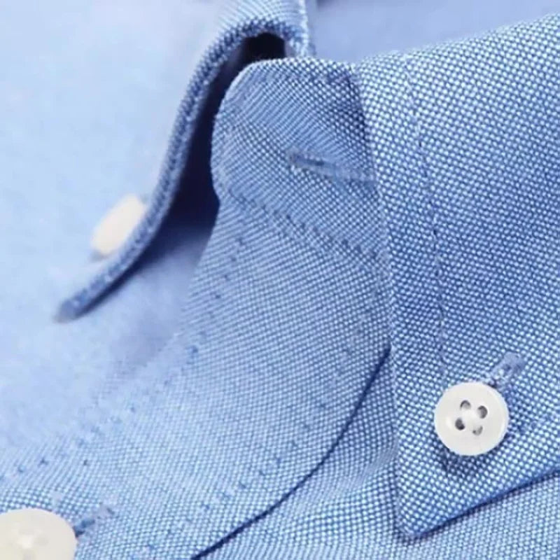 Camisa de Manga Larga para Hombre, Primavera, Verano, Otoño, Invierno, Oxford, Tejido Oxford, Corte Slim, Sin Plancha, Cómoda, Suave, Informal, a la Moda, Sencilla, para el Trabajo