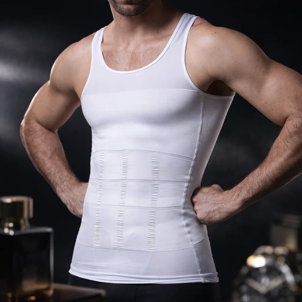 Camiseta de Compresión para Hombre, Chaleco Moldeador de Cuerpo sin Costuras, Camiseta Reductora, Faja Reductora de Cintura, Camiseta Interior Moldeadora, Camiseta para Pérdida de Peso