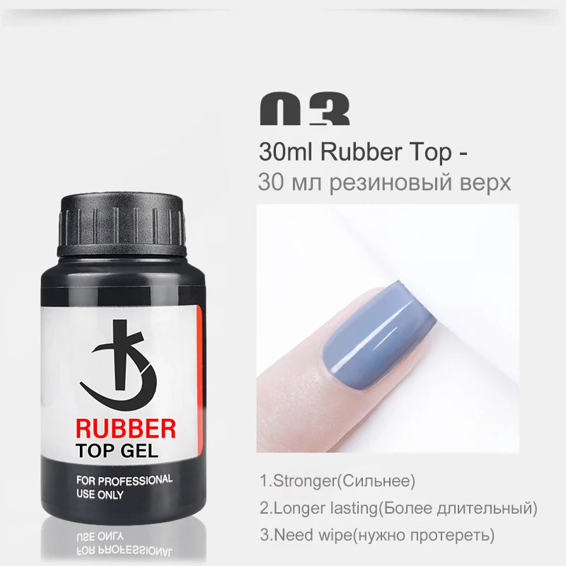 KODI JYJ Base y Top Coat para Esmalte en Gel, Primer sin Ácido, Barniz Híbrido Semipermanente, Top Coat Mate, Base de Goma Gruesa para Uñas