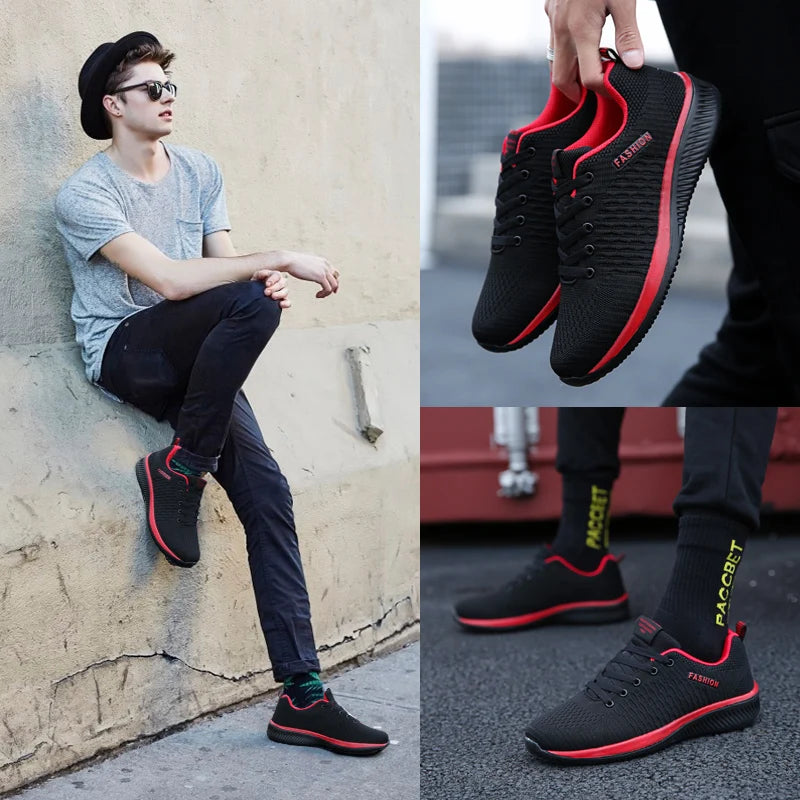 Zapatos de punto para correr para hombre, zapatillas de deporte informales a la moda para hombre, zapatillas deportivas transpirables atléticas para gimnasio, zapatillas ligeras para correr