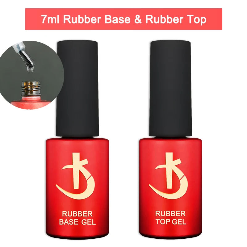 KODI JYJ Base y Top Coat para Esmalte en Gel, Primer sin Ácido, Barniz Híbrido Semipermanente, Top Coat Mate, Base de Goma Gruesa para Uñas