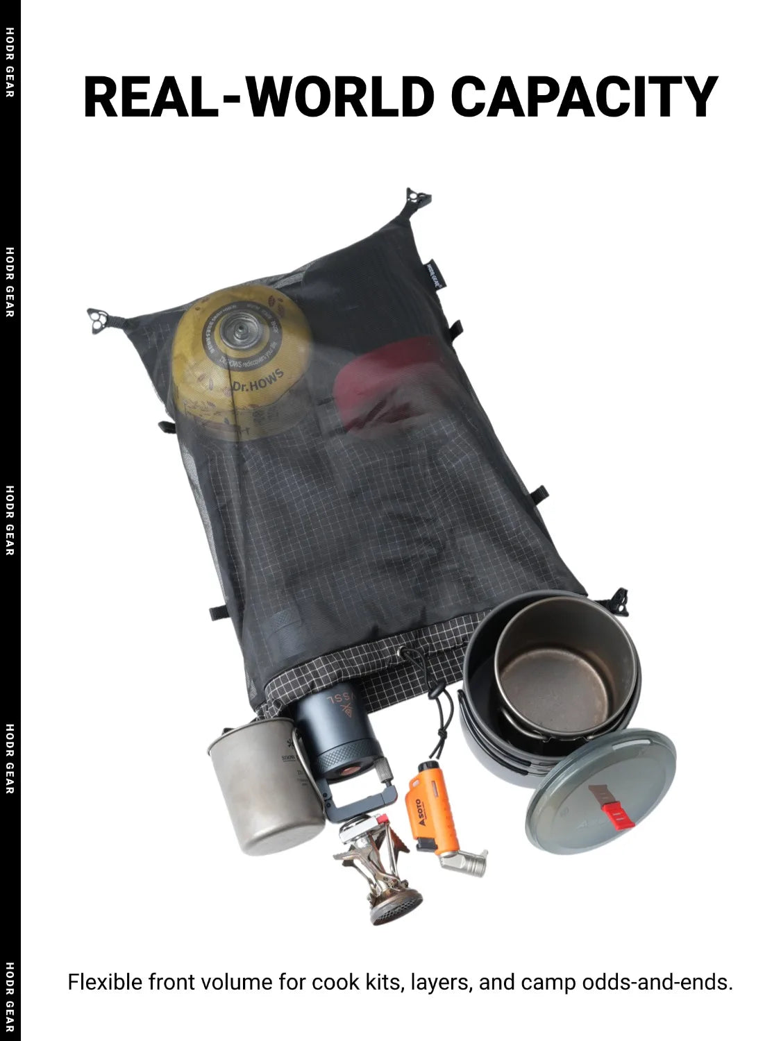 [HODRGEAR] Mochila Modular Kangaroo Pouch Expandible 6L Ultraligera 58g Gridstop para Senderismo y Trekking UL Gear Beaver Tail