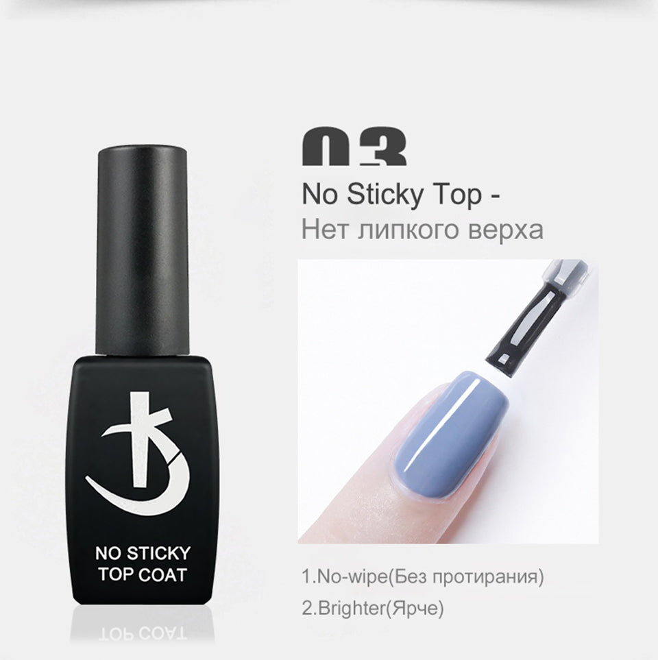 KODI JYJ Base y Top Coat para Esmalte en Gel, Primer sin Ácido, Barniz Híbrido Semipermanente, Top Coat Mate, Base de Goma Gruesa para Uñas