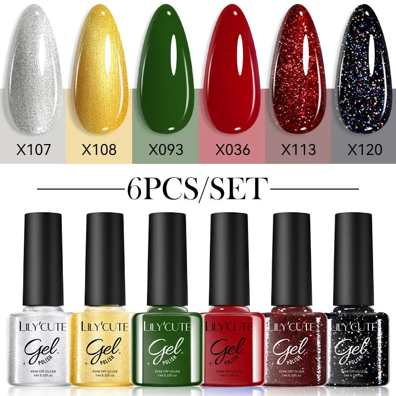 LILYCUTE-Juego de esmaltes en Gel para uñas, barniz semipermanente para manicura UV, serie café, 125 colores, 7ml, 6 unidades por Set