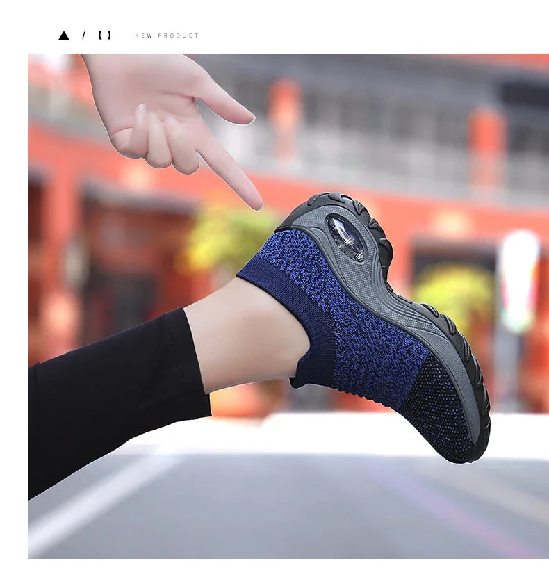 Zapatillas de deporte para mujer, moda de verano, zapatos deportivos informales negros, malla transpirable, ligero, cojín de aire, calzado antideslizante para correr