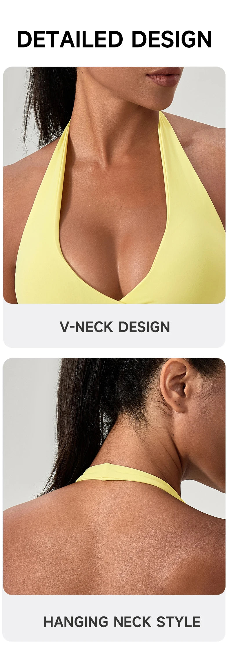 Sujetador deportivo de yoga para mujer, cuello halter con diseño de espalda elegante, sujetador de gimnasio sexy para correr, sujetadores deportivos de fitness