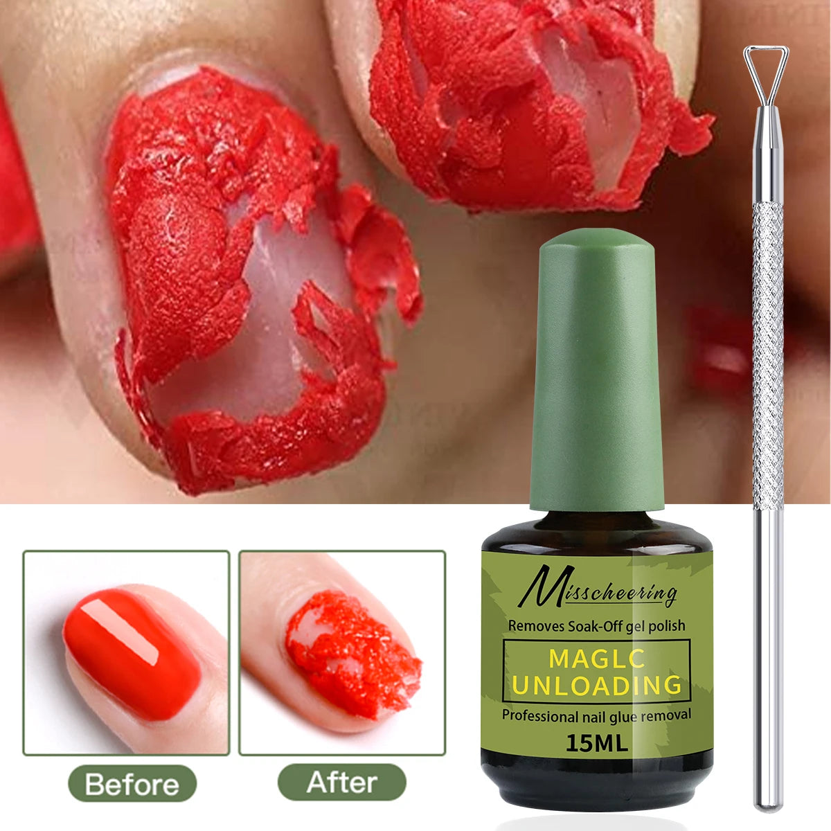 1/2 piezas/juego de removedor mágico de uñas con herramienta de extracción que elimina rápida y fácilmente el esmalte de uñas en gel y el gel de poliuretano sin dañar las uñas
