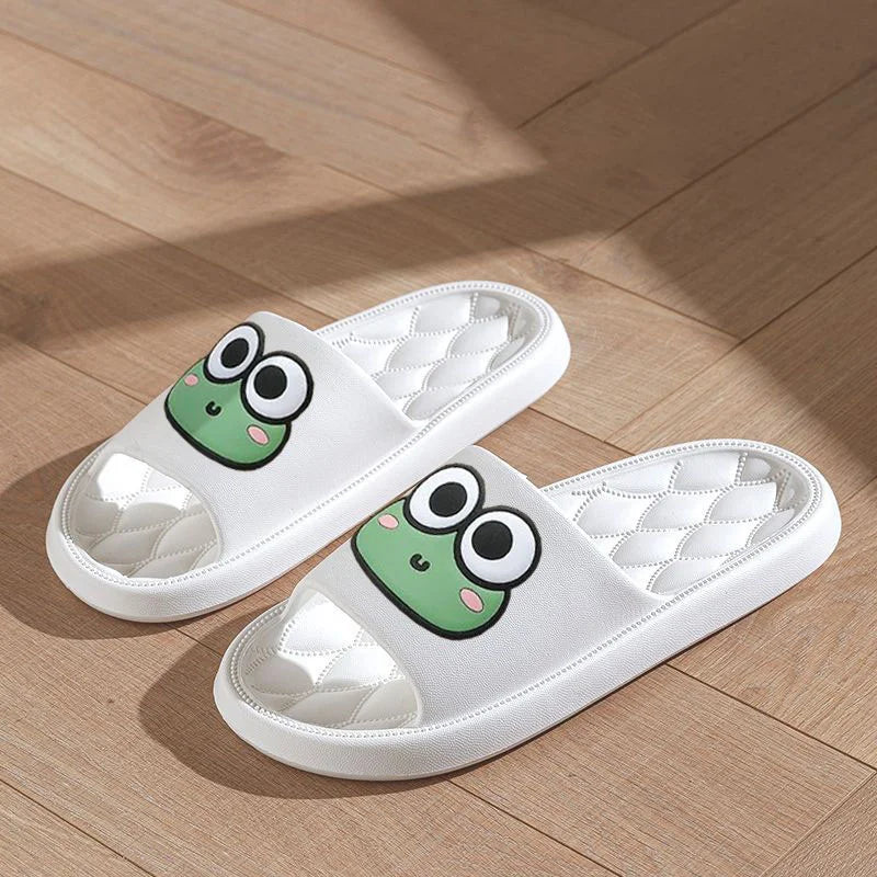 Chanclas antideslizantes para el baño, sandalias suaves de rana de dibujos animados, playa, Verano