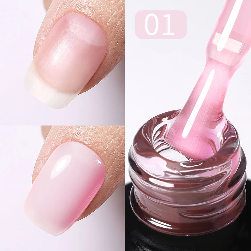 BORN PRETTY-esmalte de uñas en Gel con Base de goma, color rosa lechoso, brillo, barniz semipermanente de 15ml, Gel LED UV autonivelante