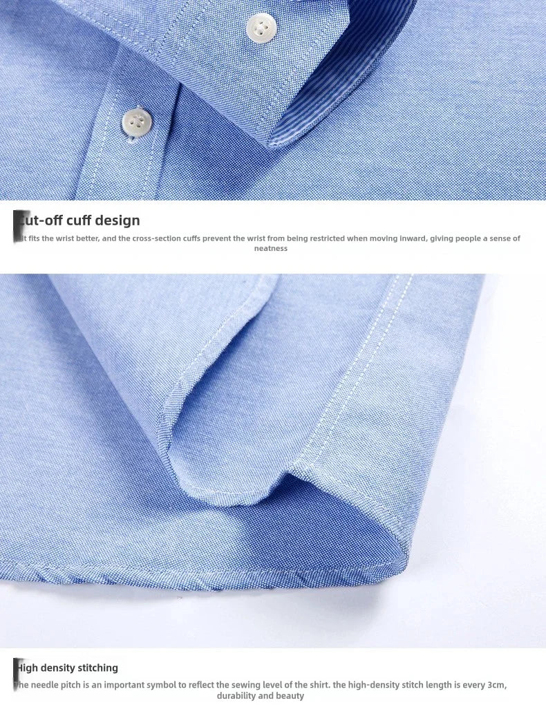 Camisa de Manga Larga para Hombre, Primavera, Verano, Otoño, Invierno, Oxford, Tejido Oxford, Corte Slim, Sin Plancha, Cómoda, Suave, Informal, a la Moda, Sencilla, para el Trabajo