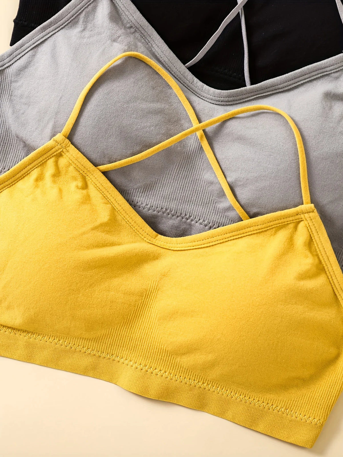 Conjunto de 3 unidades de Sujetador deportivo con tirantes cruzados para mujer, Sujetador deportivo para Yoga, Top para ombligo, Top de tubo para gimnasio y Fitness, sujetador Sexy de belleza transpirable en la espalda