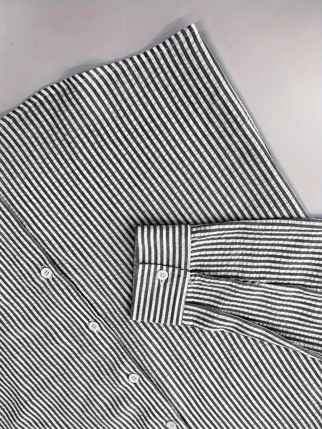 Camisa de Manga Larga a Rayas para Hombre, Corte Holgado, Elegante, Cómoda, Informal, para Todas las Temporadas, Ideal para Actividades al Aire Libre