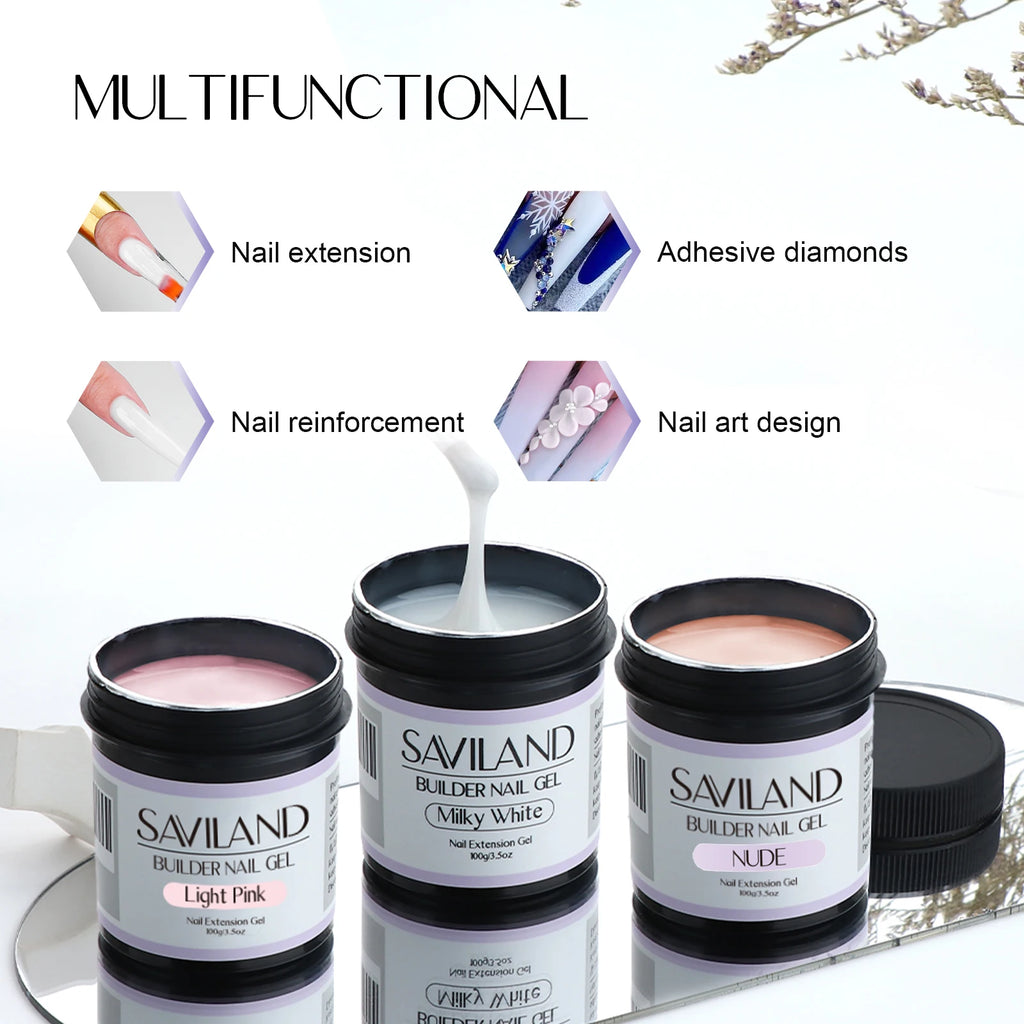 Saviland-esmalte de Gel para uñas, Gel multifuncional para extensión de uñas, UV, para salón de belleza, 100g