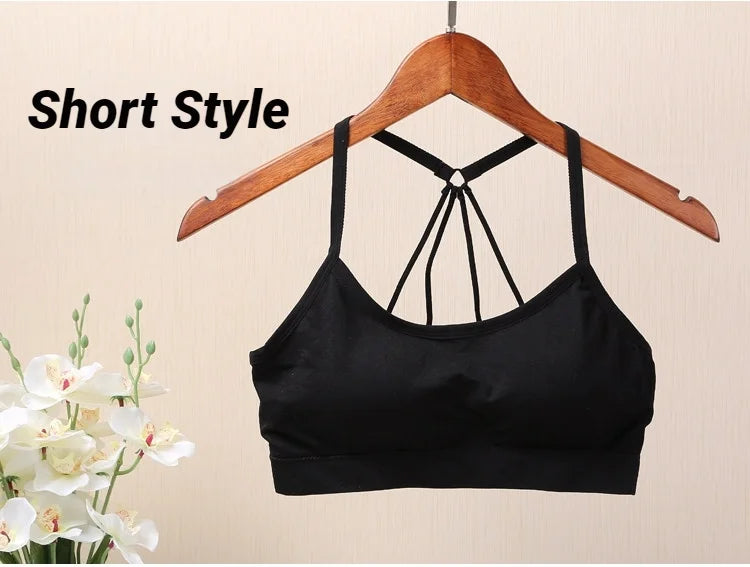 Ropa interior deportiva para mujer, top corto sin costuras para yoga y fitness, con tirantes anchos con letras, cómodo para entrenamiento, ropa deportiva sin aros en la espalda