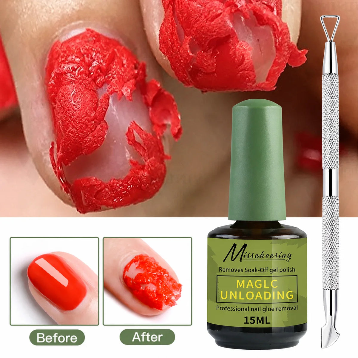 1/2 piezas/juego de removedor mágico de uñas con herramienta de extracción que elimina rápida y fácilmente el esmalte de uñas en gel y el gel de poliuretano sin dañar las uñas
