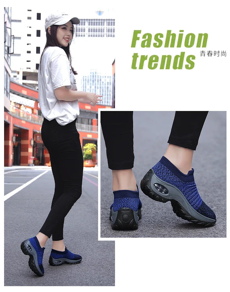 Zapatillas de deporte para mujer, moda de verano, zapatos deportivos informales negros, malla transpirable, ligero, cojín de aire, calzado antideslizante para correr