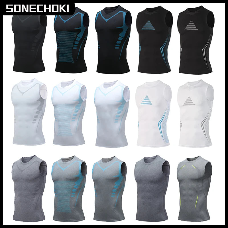 Camiseta de Compresión sin Mangas para Hombre, Ropa Deportiva de Secado Rápido con Estampado, Chaleco Deportivo Masculino para Fitness, Culturismo y Entrenamiento Muscular