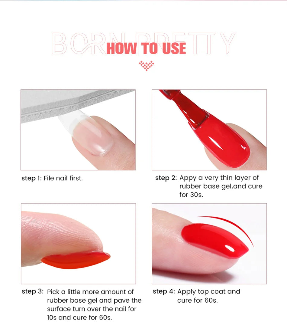 BORN PRETTY-esmalte de uñas en Gel con Base de goma, color rosa lechoso, brillo, barniz semipermanente de 15ml, Gel LED UV autonivelante