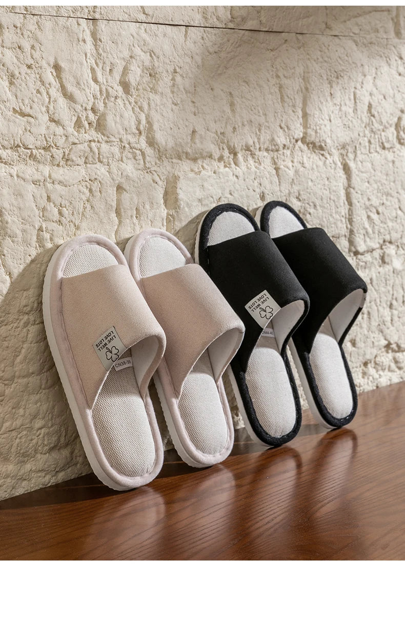 Zapatillas para hombre, zapatillas de casa de interior de suela blanda antideslizantes para primavera y verano, zapatillas cómodas de lino para todas las estaciones