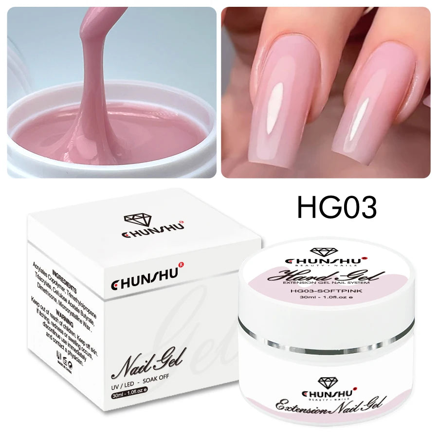 Gel duro de 30ML para extensión de uñas, Gel constructor blanco lechoso, refuerzo autonivelante, Gel para uñas, manicura de camuflaje