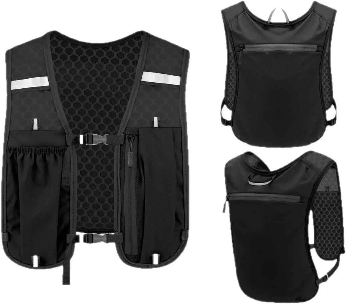 Chaleco para Correr, Mochila para Correr con Botella de Agua, Ligero, Transpirable, Bolsillos Extra Grandes, Paquetes de Hidratación para Mujeres y Hombres