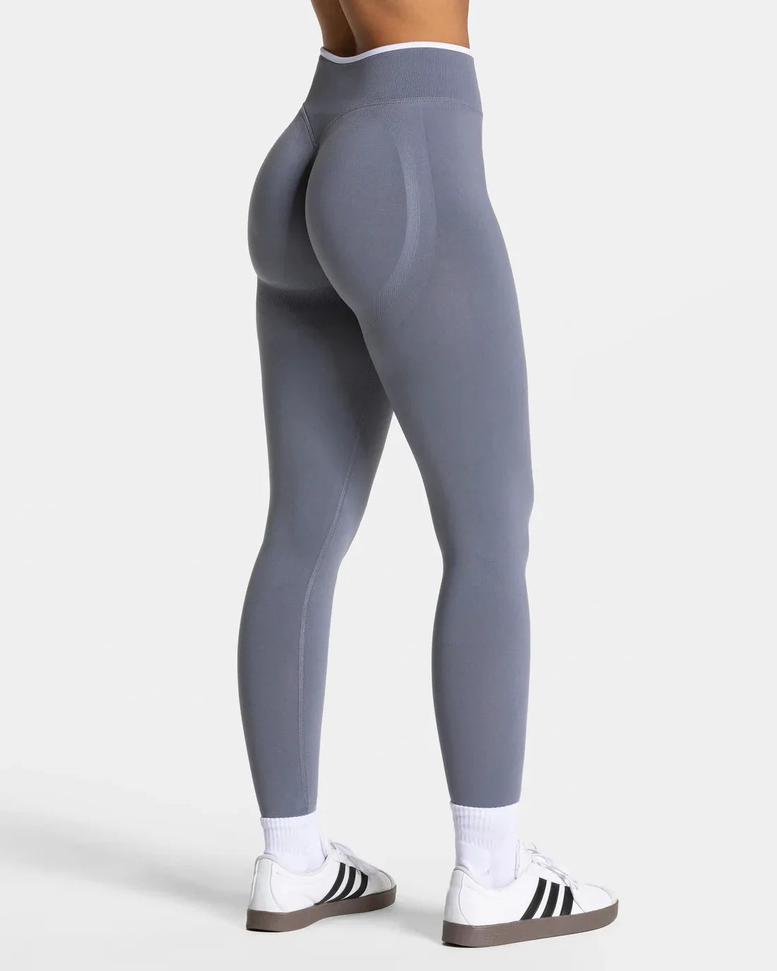 Nuevos leggings de yoga para mujer con bloques de color, mallas sin costuras de punto, cintura alta, efecto levantacola, para gimnasio y entrenamiento, con borde blanco, leggings deportivos.