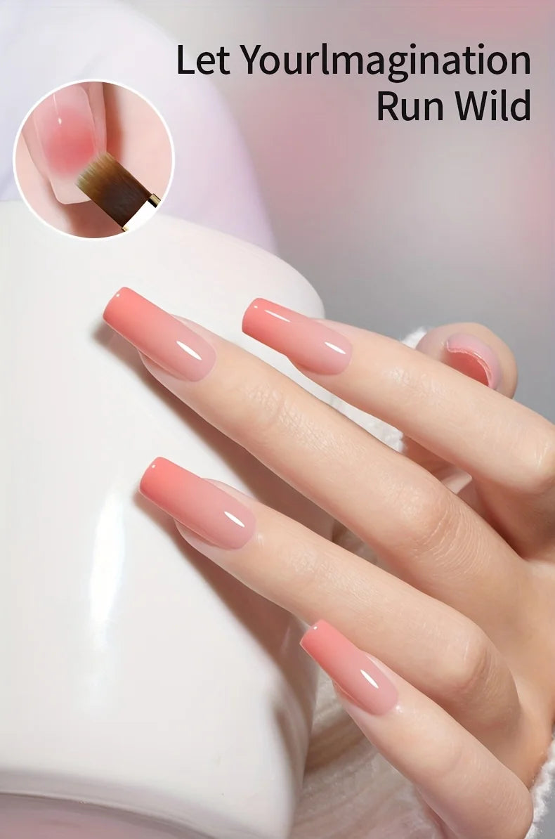 2 uds cepillo de uñas de cerdas suaves anchas diseño degradado mango acrílico aplicador de esmalte de Gel herramientas de uñas