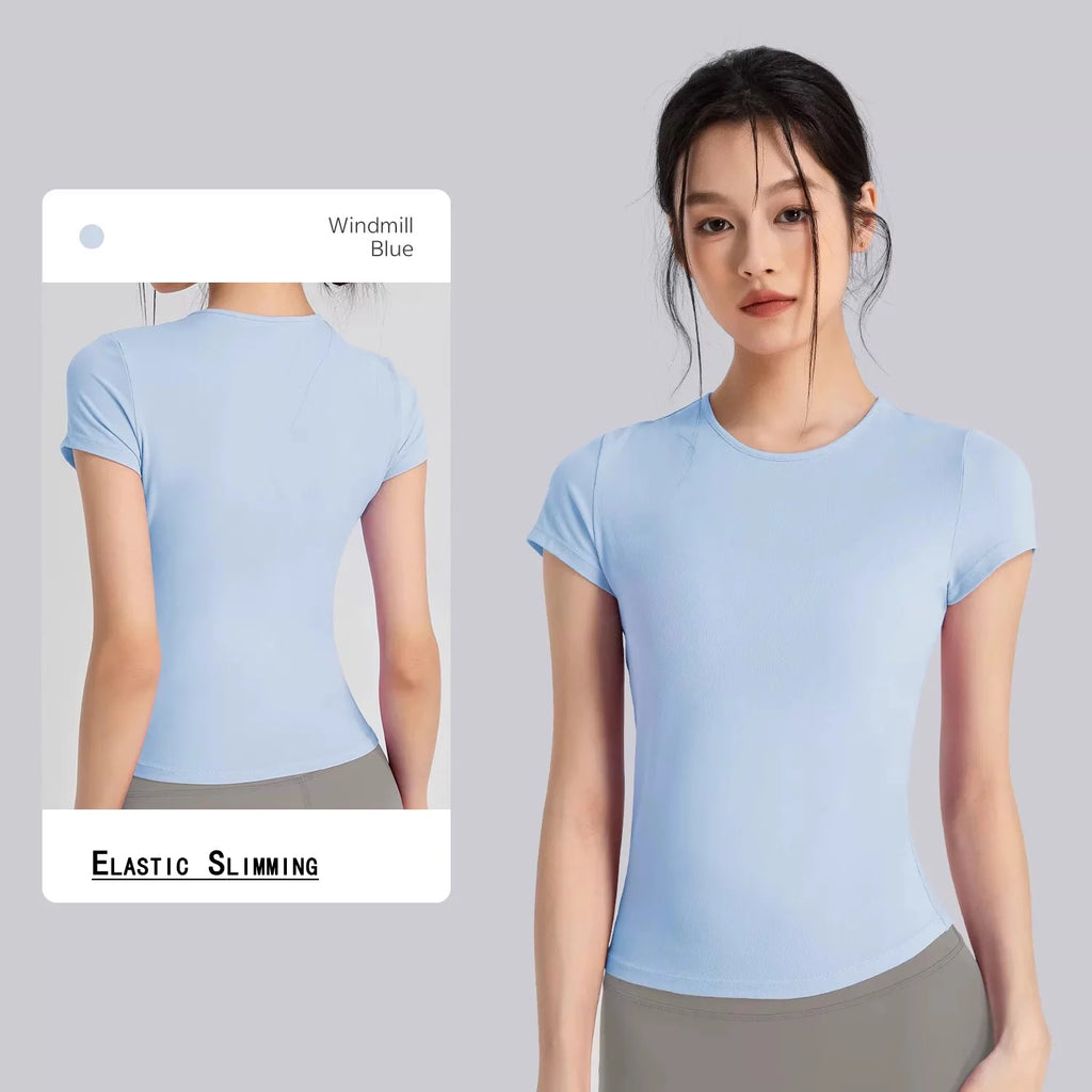 Camiseta deportiva al aire libre para mujer, ropa de Yoga, camiseta de Fitness, camiseta para correr de secado rápido, Top de entrenamiento, ropa deportiva femenina, ropa de ejercicio