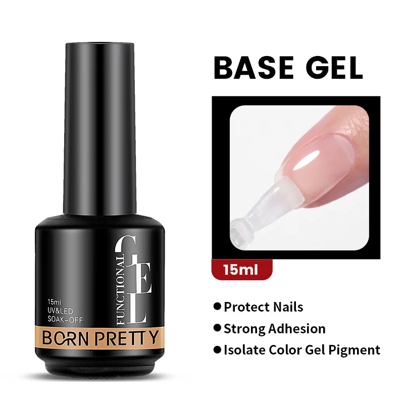BORN PRETTY-esmalte de uñas en Gel con Base de goma, color rosa lechoso, brillo, barniz semipermanente de 15ml, Gel LED UV autonivelante