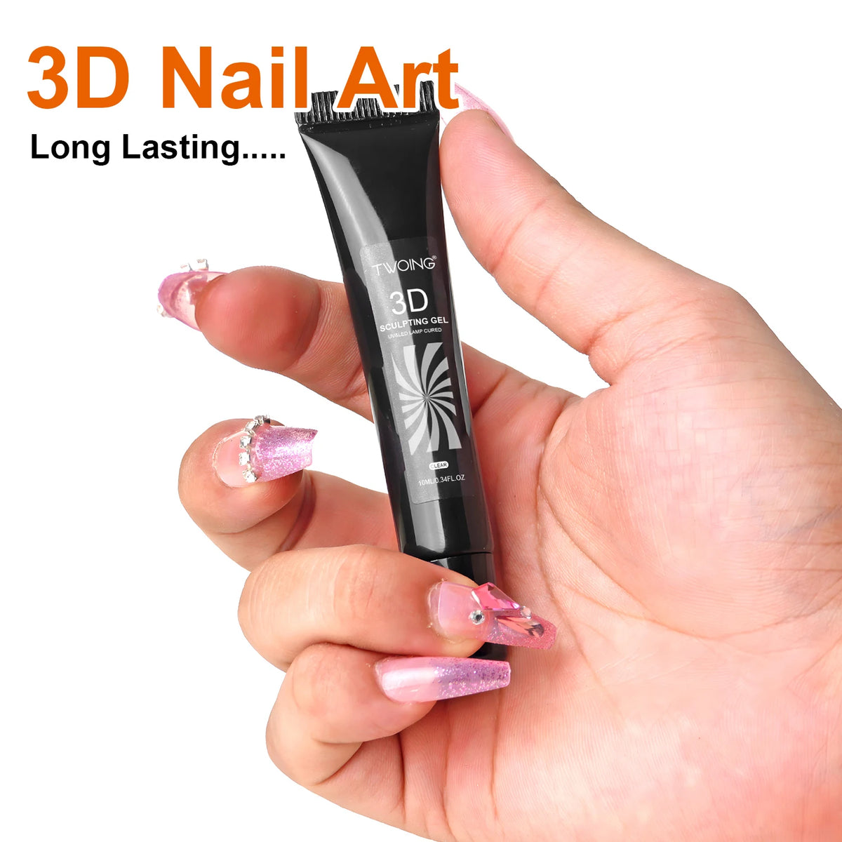 Gel para decoración de uñas 3D de 10 ml: diseños de bricolaje, gel para esculpir resistente al agua, gel para diseño de uñas resistente al agua para tallas y formas intrincadas