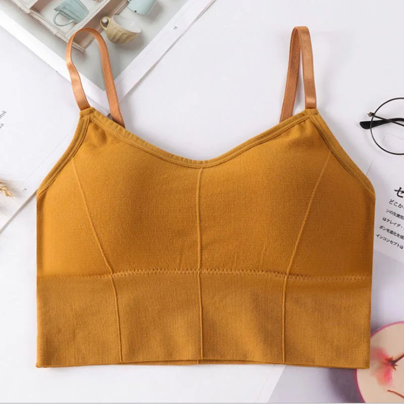 Ropa deportiva sin espalda para mujer, Sujetador deportivo para gimnasio, ropa interior sin costuras para mujer, correa ajustable para el hombro, chaleco de Yoga acolchado interior, Bralette