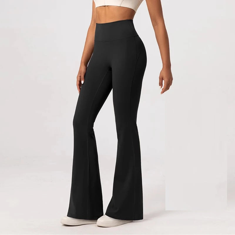 Mallas de Yoga de gama alta, pantalones de Yoga ajustados, pantalones de pierna ancha de cintura alta, pantalones transpirables para gimnasio, mallas deportivas informales con campana para mujer