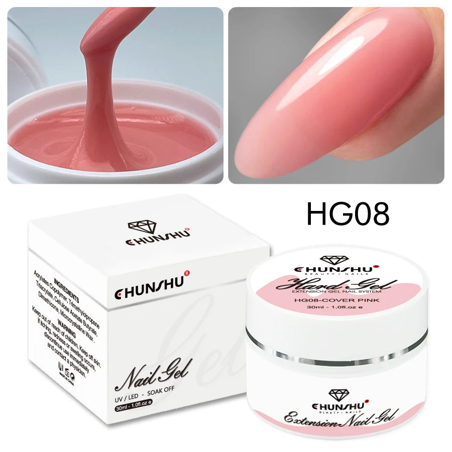 Gel duro de 30ML para extensión de uñas, Gel constructor blanco lechoso, refuerzo autonivelante, Gel para uñas, manicura de camuflaje