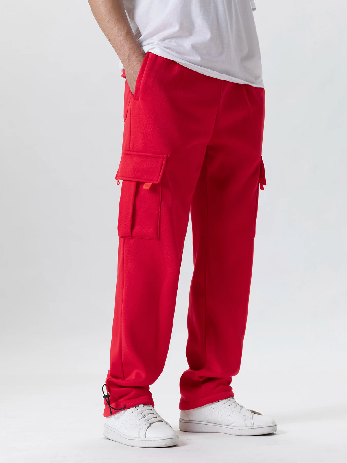 Pantalones de chándal de Ajuste Recto para hombre, ropa de calle para deportes y Joggers, pantalones largos holgados de gran tamaño con cordón, pantalones con múltiples bolsillos