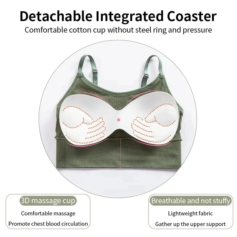 Ropa deportiva sin espalda para mujer, Sujetador deportivo para gimnasio, ropa interior sin costuras para mujer, correa ajustable para el hombro, chaleco de Yoga acolchado interior, Bralette