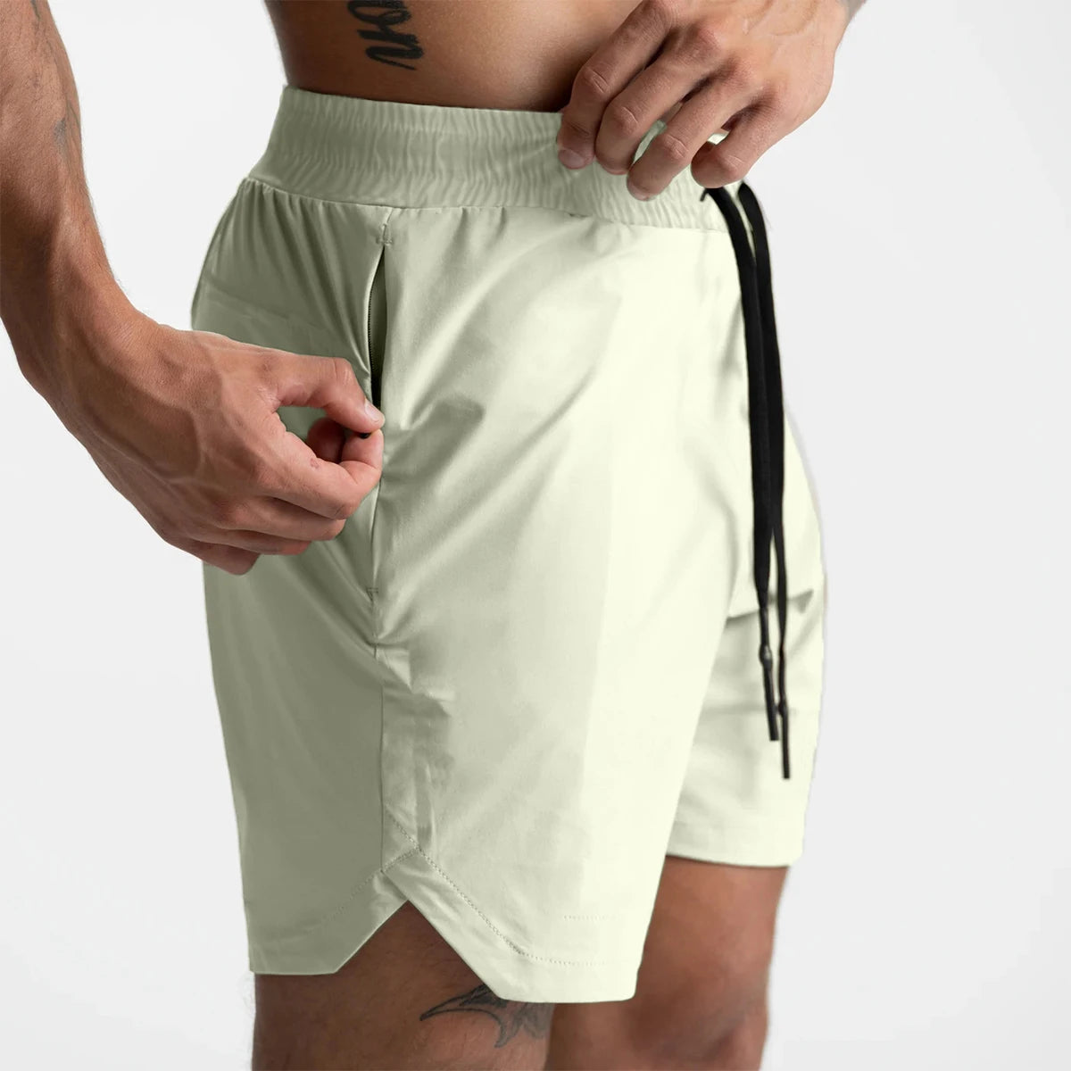 2024 pantalones cortos para correr para hombre, tejido de una sola capa, secado rápido, gimnasio, Color sólido, deportes de Fitness, ropa deportiva informal de entrenamiento, quinto pantalón nuevo