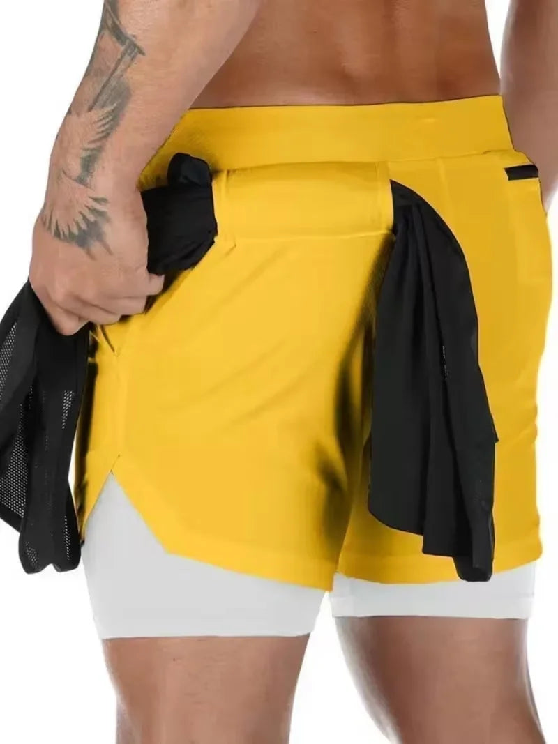 Pantalones Cortos Deportivos de Verano 2026, 2 en 1, para Gimnasio y Running, Ropa Deportiva Informal para Correr, Pantalones Cortos de Doble Capa para Fitness