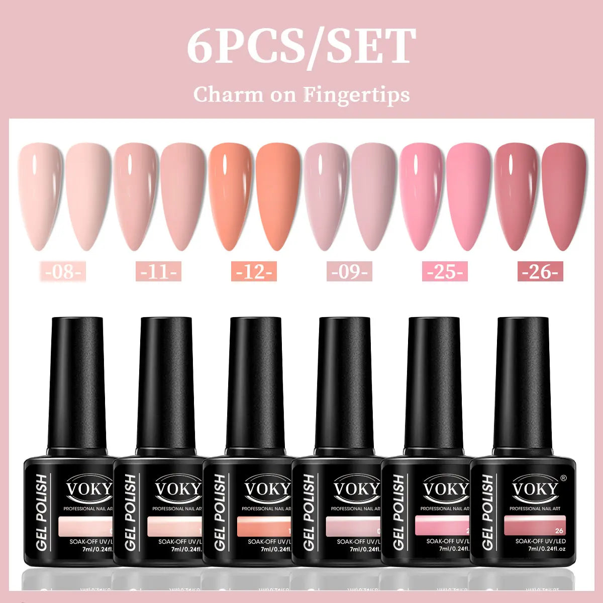 VOKY Juego de 6 piezas de gel para uñas, gel para uñas de moda de temporada, el regalo perfecto para que las damas durante los festivales