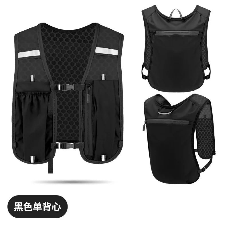 Chaleco para Correr, Mochila para Correr con Botella de Agua, Ligero, Transpirable, Bolsillos Extra Grandes, Paquetes de Hidratación para Mujeres y Hombres