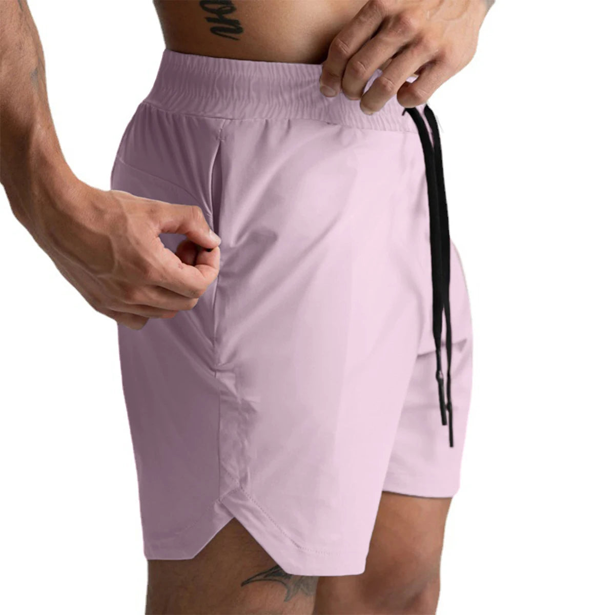 2024 pantalones cortos para correr para hombre, tejido de una sola capa, secado rápido, gimnasio, Color sólido, deportes de Fitness, ropa deportiva informal de entrenamiento, quinto pantalón nuevo